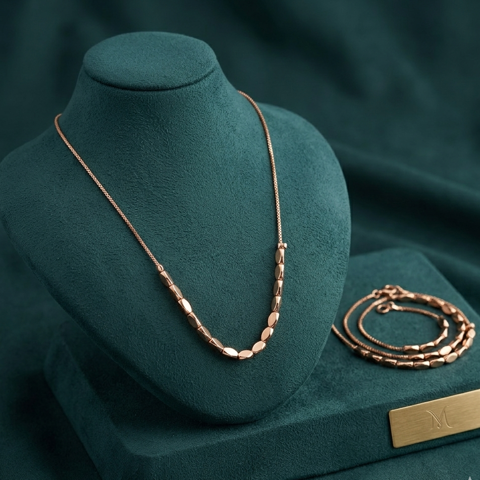 "Stella" Dainty Rose Gold Oval Bar Chain Necklace