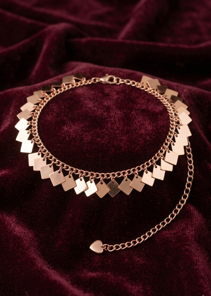 "Sienna" Rose Gold Shimmer Dangle Anklet