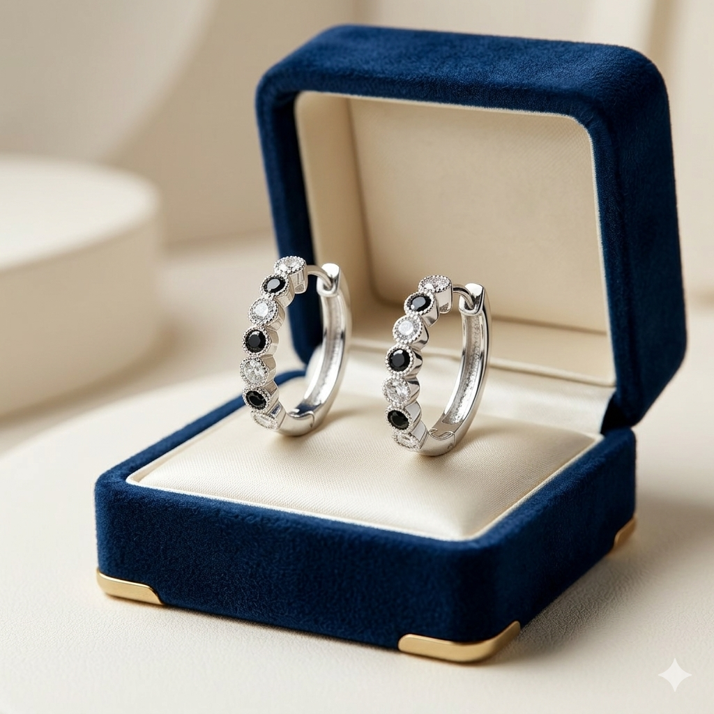 Vintage Milgrain Eternity Huggie Earrings – Sparkling Crystal & Gemstone Hoops – Maham's Collection