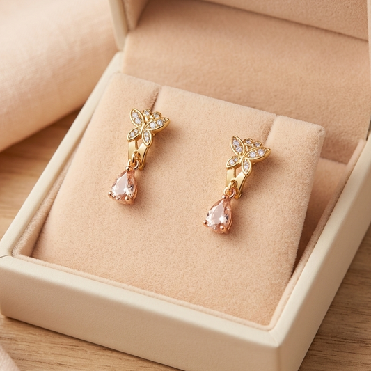 Elegant Crystal Floral Teardrop Earrings – Available in 6 Radiant Colors | Maham's Collection Exclusive