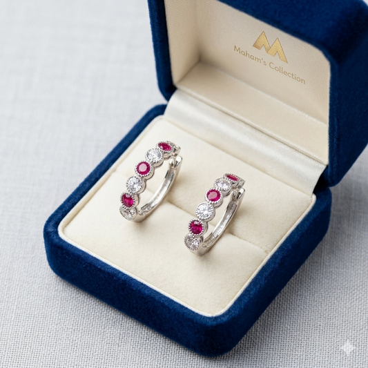 Vintage Milgrain Eternity Huggie Earrings – Sparkling Crystal & Gemstone Hoops – Maham's Collection