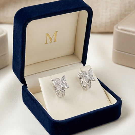 Dainty Butterfly Micro-Pavé Huggie Hoop Earrings - Available in Gold & Silver