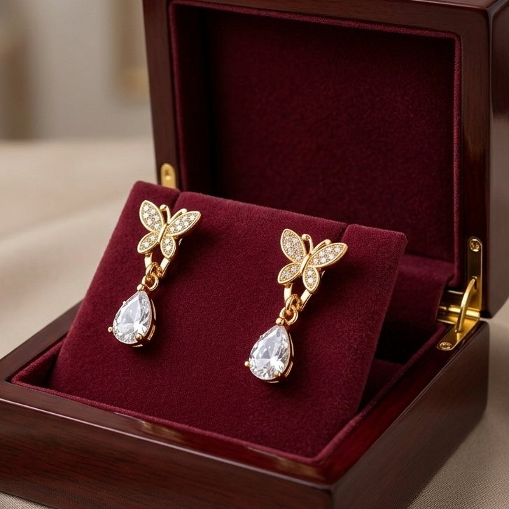 Elegant Crystal Floral Teardrop Earrings – Available in 6 Radiant Colors | Maham's Collection Exclusive