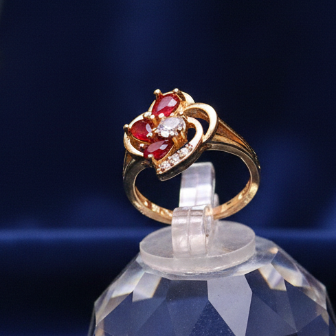 Seraphina Floral Teardrop Adjustable Ring – 18K Gold Plated (Available in 6 Colors)
