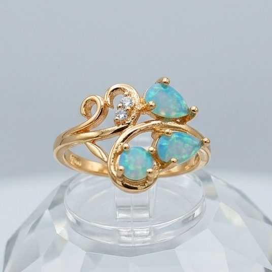 Ethereal Swirl Adjustable Ring – Teardrop Gemstone Collection in Rose Gold