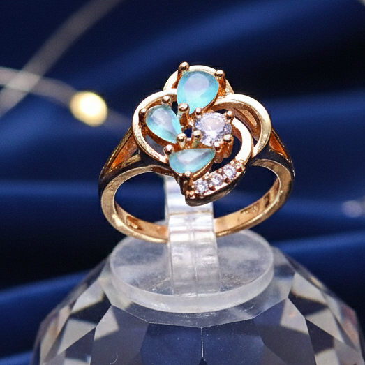 Seraphina Floral Teardrop Adjustable Ring – 18K Gold Plated (Available in 6 Colors)