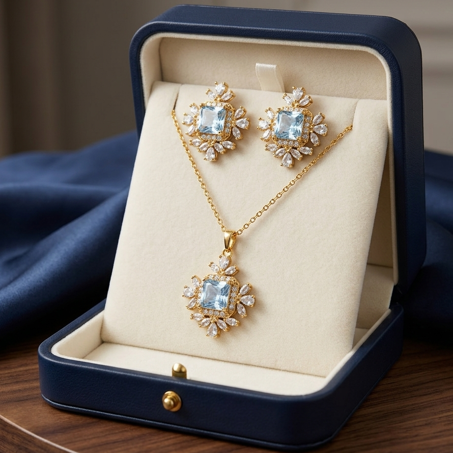 Majestic Golden Swan Jewelry Set – Crystal Pavé Pendant Necklace & Matching Wing Earrings