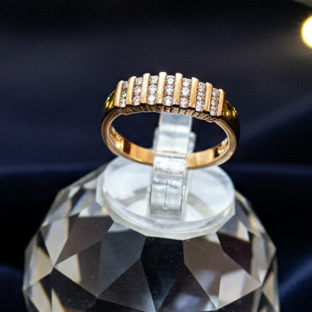 Elegant Gold Vertical Bar Ring for Women - Sparkling White Stone Crystal Ring - Maham's Collection