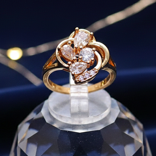 Seraphina Floral Teardrop Adjustable Ring – 18K Gold Plated (Available in 6 Colors)