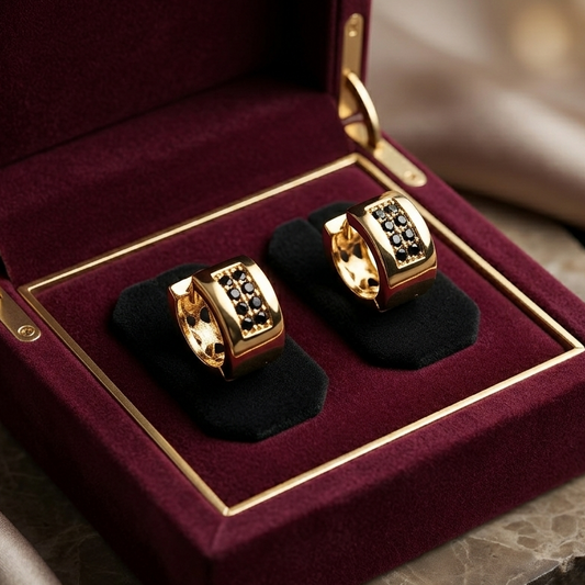 Luxury Pavé Crystal Huggie Hoop Earrings | 18K Gold Plated Cut-Out Hoops