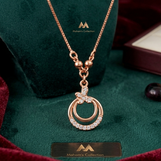 Modern Rose Gold Layered Circle Dangle Necklace - Free Size