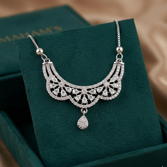 "Aria" Elegant Crystal Lace Necklace with Teardrop Pendant