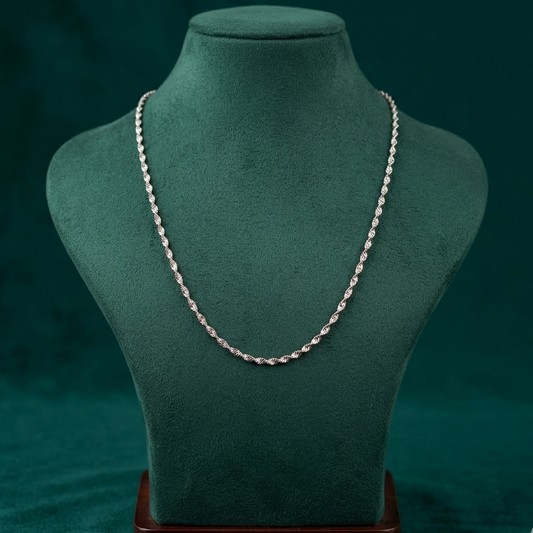 Sparkle Rope Chain Necklace for Women - Silver Tone, Free Size
