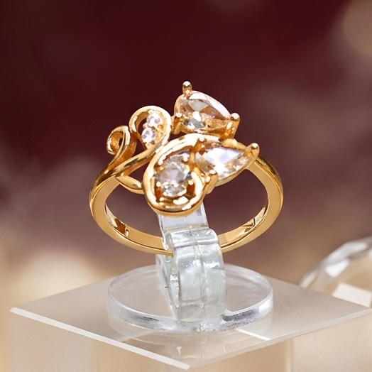Ethereal Swirl Adjustable Ring – Teardrop Gemstone Collection in Rose Gold