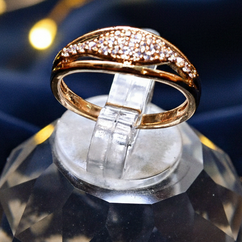 Two Stone Gold Wrap Ring for Women | Sparkling White Solitaire Bypass Ring | Maham's Collection