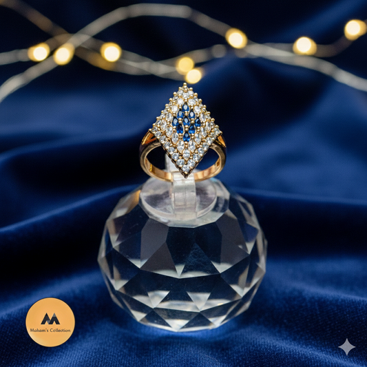 Royal Rhombus Adjustable Ring – Sparkle Edition (Blue & Ruby)