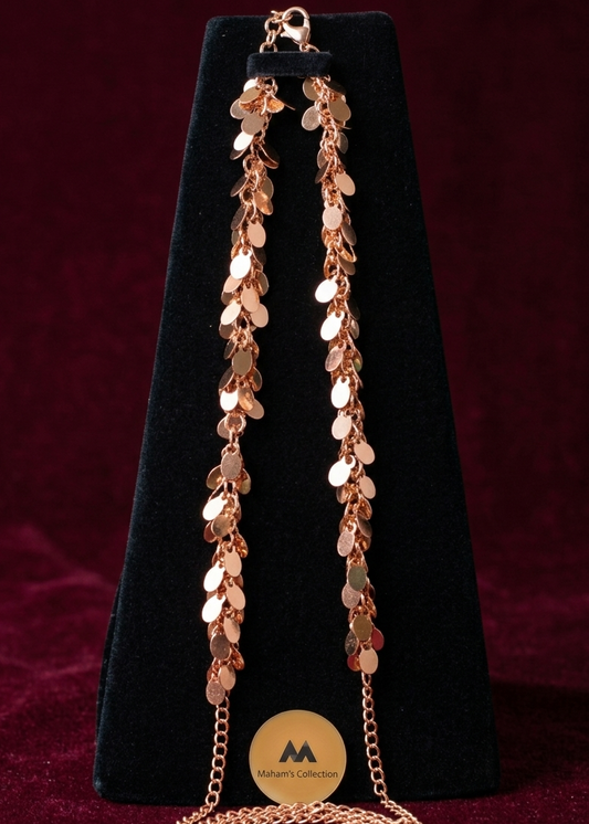 Rose Gold Sequin Dangle Anklets (Pair) - Free Size