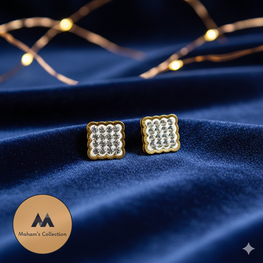 Elegant Geometric White Stone Stud Earrings