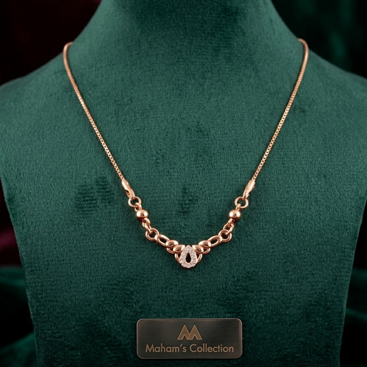 Rose Gold Toned CZ Stone Knot Pendant Necklace