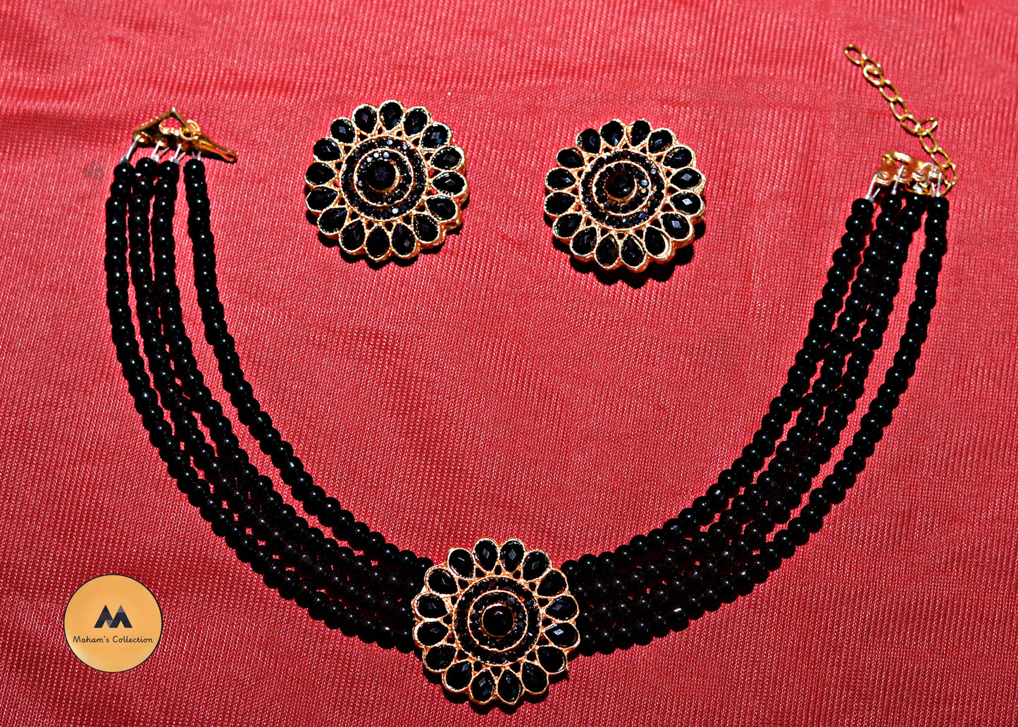 Kundan Mirror Work Choker Necklace Set with Earrings | 4 Colors