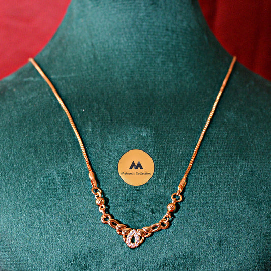 Rose Gold Toned CZ Stone Knot Pendant Necklace