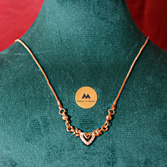 Rose Gold Toned CZ Winged Heart Connector Necklace