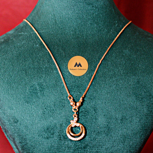 Modern Rose Gold Layered Circle Dangle Necklace - Free Size