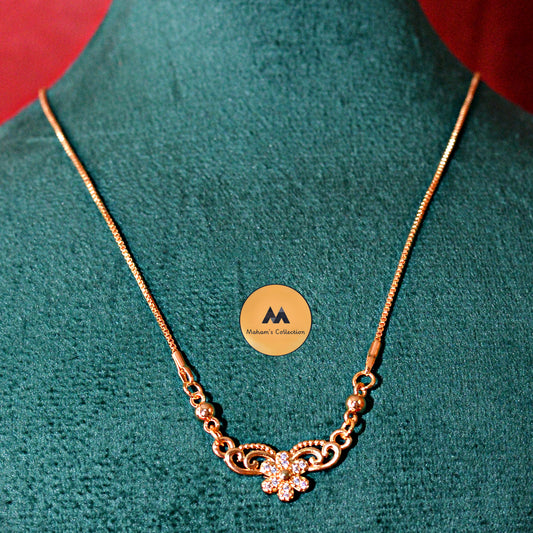 Rose Gold-Tone Floral Pendant Necklace | Dainty White Stone Flower Jewelry