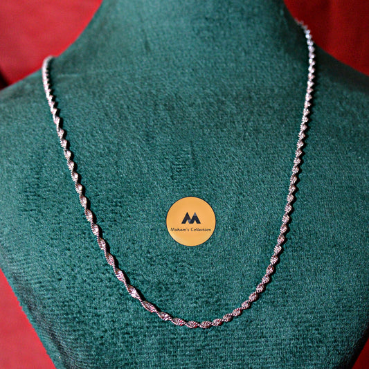 Sparkle Rope Chain Necklace for Women - Silver Tone, Free Size