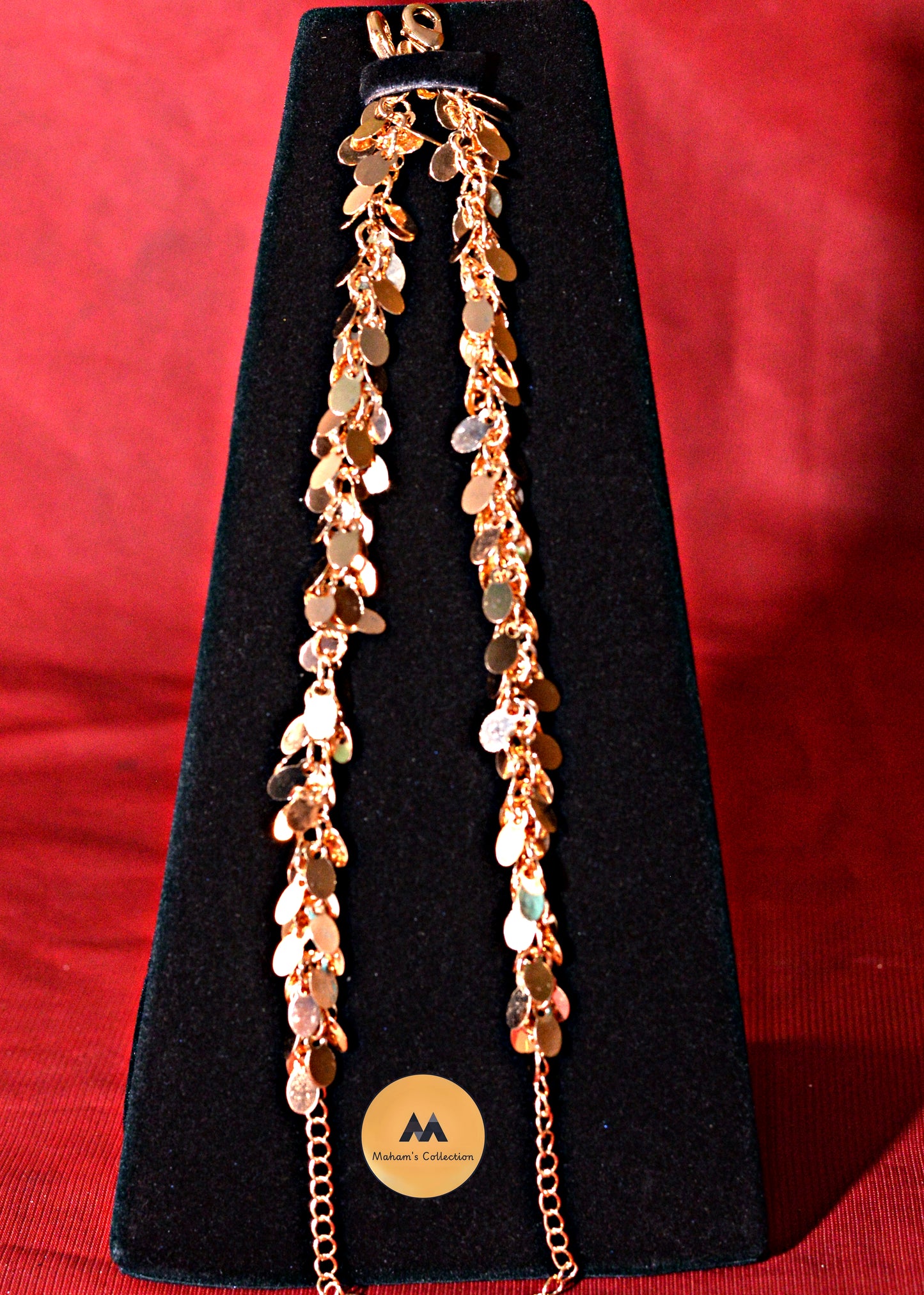 Rose Gold Sequin Dangle Anklets (Pair) - Free Size