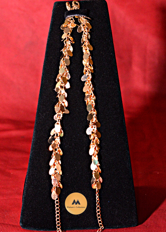 Rose Gold Sequin Dangle Anklets (Pair) - Free Size